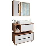 Conjunto 4 Peças Para Banheiro BN3600X43X44X45 Amendoa Branco Tecno Mobili