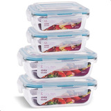 Conjunto 4 Potes Hermético Vidro 370ml 640ml Marmita Fitness Papinha Resistente A Variação De Temperatura Ms Variedades E Utilidades