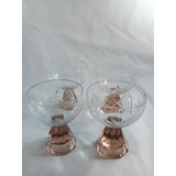 Conjunto 4 Taças Rosa Transparente Cristal Tchecoslováquia