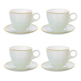 Conjunto 4 Xícaras Com Pires Vidro Café Chá 85ml