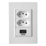 Conjunto 4x2 Tomada Dupla 10a Hdmi Fêmea Tv Vivaz Ilumi Cor Branco