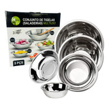 Conjunto 5 Tigelas De Inox Vasilha Redonda Bacia Saladeira