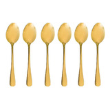 Conjunto 6 Colheres Chá Elite Dourado Gourmet Mix Aço Inox