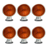 Conjunto 6 Lanterna Laranja Foguinho Cromada Bojuda Caminhão