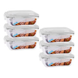 Conjunto 6 Pote Vidro Hermético Marmita Tampa 4 Travas 640ml
