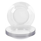 Conjunto 6 Pratos Fundo Refeição Vidro Resistente Jantar