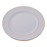Conjunto 6 Pratos Rasos Cerâmica Relevo Ouro 28cm