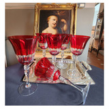 Conjunto 6 Taças Cristal Mozart Lapidada Vermelho Vinho