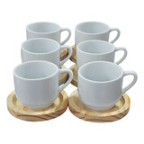 Conjunto 6 Xícaras Café chá Hotel 200ml Porcelana Pirespinus