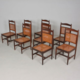 Conjunto 8 Cadeira Antiga Design Anos 60 Jacaranda Palhinha