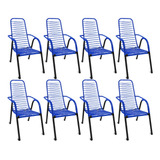 Conjunto 8 Cadeiras De Fio Cordinha P Varanda Jardim Cores