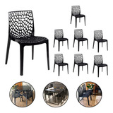 Conjunto 8 Cadeiras Gruvyer Pretas Gourmet Sala De Jantar