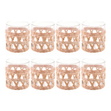 Conjunto 8 Copos Baixos De Vidro Wolff Com Sisal 320ml Decor