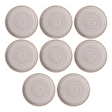 Conjunto 8 Pratos Raso Cerâmica Caoba 27 5cm Cinza
