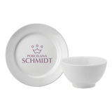 Conjunto 8 Unidades De Porcelana Schmidt Branca Para Sobremesa
