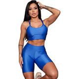 Conjunto Academia 3d Top Trançado E Bermuda Legging Ciclista
