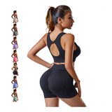 Conjunto Academia Fitness Top Short Levanta Bumbum Feminino