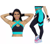 Conjunto Academia Legging Levanta Bumbum Top Cruzado Fem