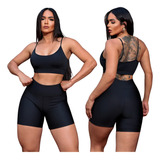 Conjunto Academia Short Cos Alto Top Fitness Feminino