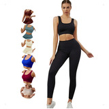 Conjunto Academia Top E Calça Legging Canelado Fitness