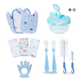 Conjunto Acessórios Bebê 9 Peças Alimentação Escova Limpeza