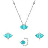 Conjunto Águas Em Prata Com Gema Agua Marinha Natural