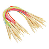 Conjunto Agulhas De Tricô Circular Bambu 18pçs Colorido 40cm