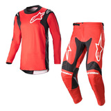 Conjunto Alpinestars Racer Hoen 23 Vermelho Preto Trilha Mx