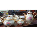 Conjunto Antigo Porcelana Mauá Folhado Ouro Café Chá E Bolo