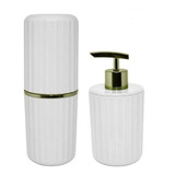 Conjunto Banheiro 2 Pç Groove Porta Escova Sabonete Liquido