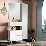 Conjunto Banheiro Bancada Porcelanato Cuba Esculpida Espelho Gaveteiro Armário Max 60cm Bumi Branco