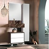 Conjunto Banheiro Bancada Porcelanato Cuba Esculpida Espelho Gaveteiro Armário Max 60cm Bumi Linho