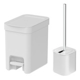 Conjunto Banheiro Com Lixeira 6l E Escova Sanitária Dual Ou Cor Branco