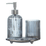 Conjunto Banheiro Lavabo Vidro Sabonete Líquido Porta Escova