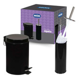 Conjunto Banheiro Lixeira Lixo Pedal 3l Escova Sanitária Mor