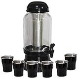 Conjunto Barrica Suqueira Multiso 3 2 Litros Completa Vidro Copos E Porta Gelo Preto Fosco
