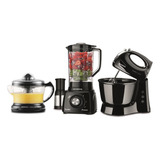 Conjunto Batedeira Liquidificador Espremedor Mondial 220v Cor Preto