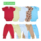 Conjunto Bebê 5 Body Manga Curta 5 Calça Mijão Kit 10 Peças