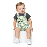 Conjunto Bebê Camiseta Algodão E Jardineira Dog