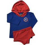 Conjunto Bebê Capitão América Proteção Uv 50 Tam 3 A 18m