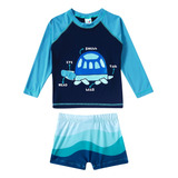 Conjunto Bebe Infantil Sunga Camiseta Praia Uv50 Tip Top
