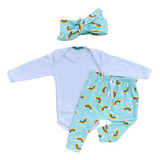 Conjunto Bebe Menina Meia Estação Inverno Algodão Faixinha