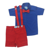 Conjunto Bebe Menino Camisa Manga Curta Com Bermuda Social
