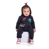 Conjunto Bebê Menino Inverno Moletom Casaco Com Capuz