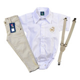 Conjunto Bege Miguelito Body Social Infantil Bebê Noivinho