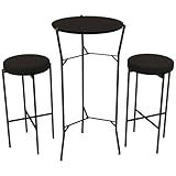 Conjunto Bistrô Bom Banquetas Almofadas Estilo Industrial Preto Preto 