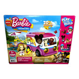 Conjunto Blocos De Montar Veículo Trailer De Aventuras Da Boneca Barbie Com Acessórios 123 Peças Mega Bloks Mattel Brinquedos