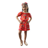Conjunto Blusa Ciganinha Com Saia Menina De Luxo