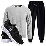 Conjunto Blusa De Frio E Calça Moletom Tênis Masculino Academia Sport PretoCinza Preto M 41