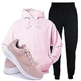 Conjunto Blusa E Calça Moletom   Tenis Academia Casual Conforto   Rosa Rosa   M 34